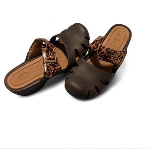 Dr. Scholl’s Brown Platform Sandals with Leopard Strap – Women’s 9